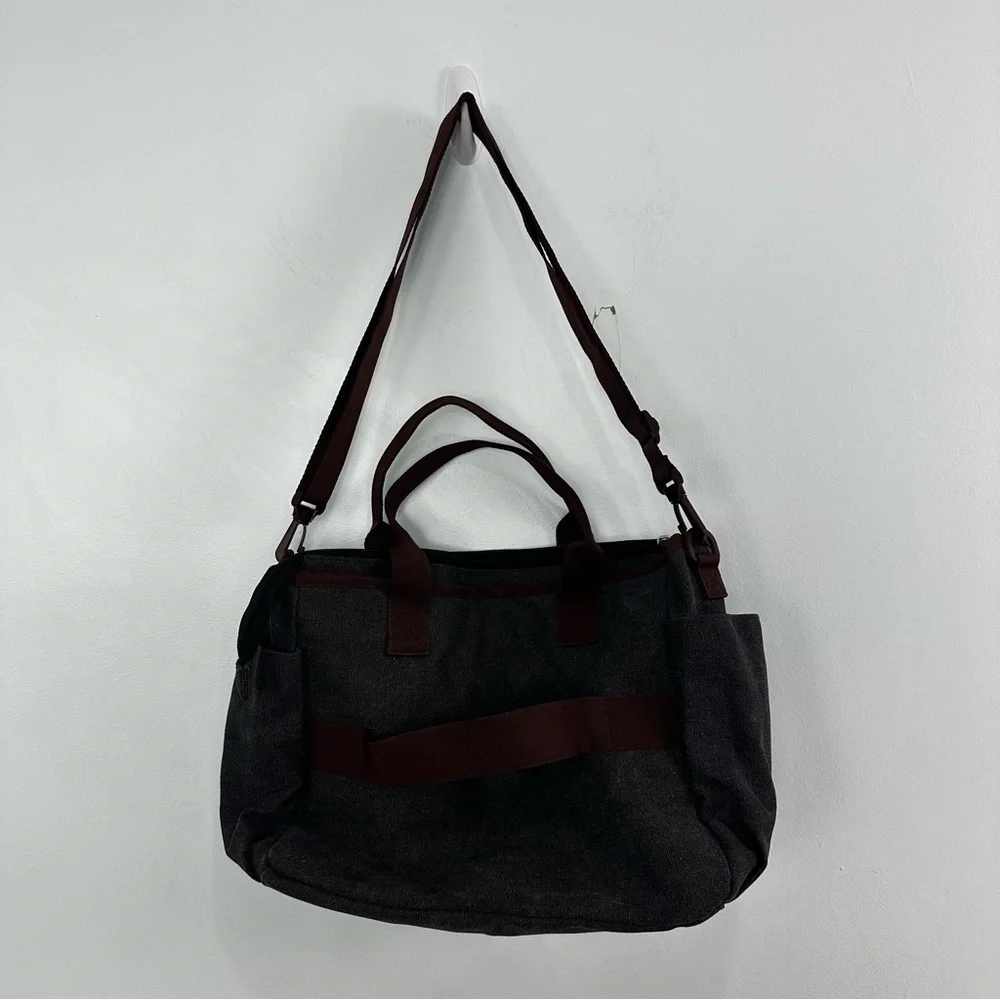 Bagsmart Gray and Brown Canvas Tote Shoulder Strap or Small Handle Laptop Pouch